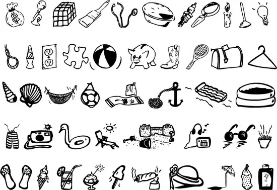 a set of black vector icon daily
