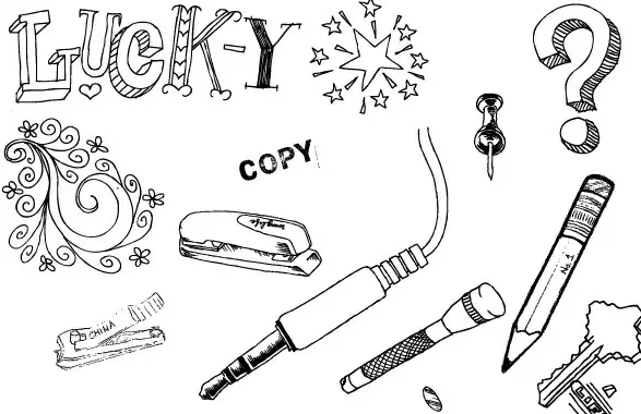 A set of hand drawn objects free vector