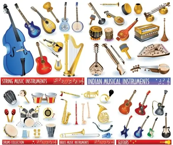 a variety of musical instruments vector