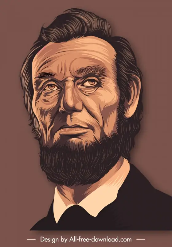 Abraham lincoln portrait realistic cartoon sketch Vectors graphic art  designs in editable .ai .eps .svg .cdr format free and easy download  unlimit id:6919560