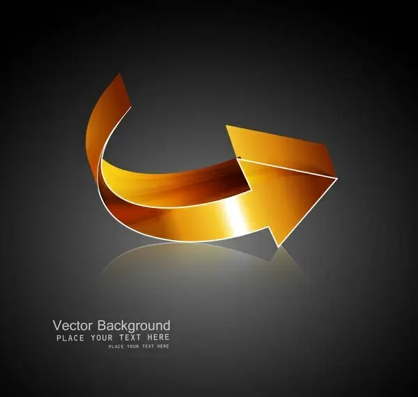 abstract 3d golden shiny colorful arrows reflection vector design