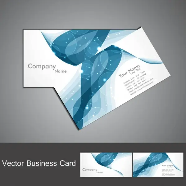 abstract blue colorful stylish wave business card set
