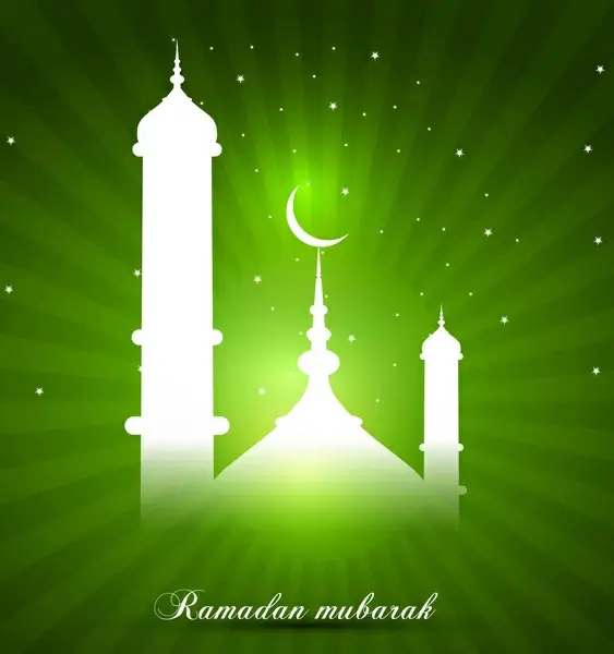 abstract bright colorful green ramadan kareem vector design