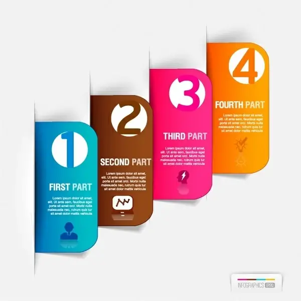 Abstract business paper cut infographics number template