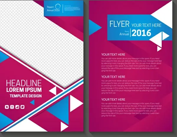 abstract colored background annual report flyer template
