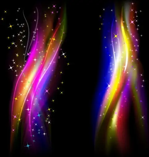 abstract colored glare and star vector set