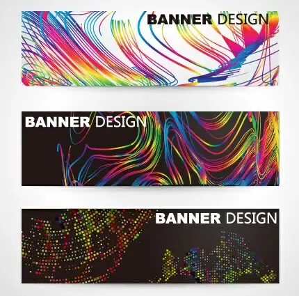 abstract colored lines banner vector
