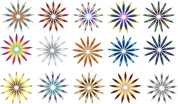 abstract colorful flower set vector illustration