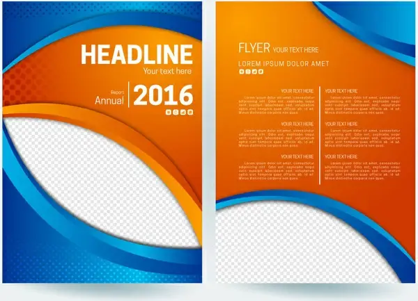 abstract flyer background with orange and blue color