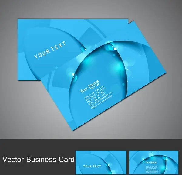 abstract shiny blue colorful stylish wave business card set