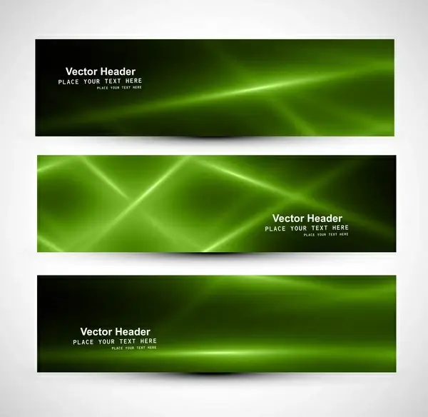 abstract shiny three green wave header whit vector