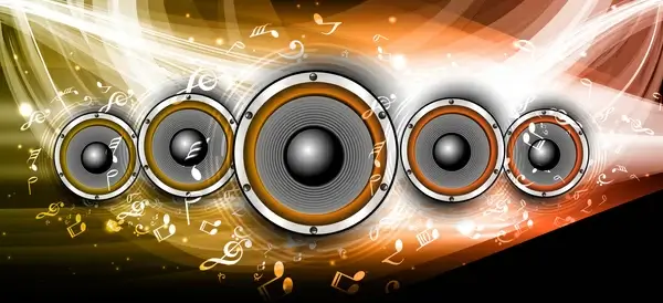 abstract speakers black bright background wave vector