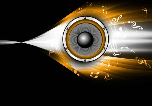 abstract speakers black bright background wave vector illustration