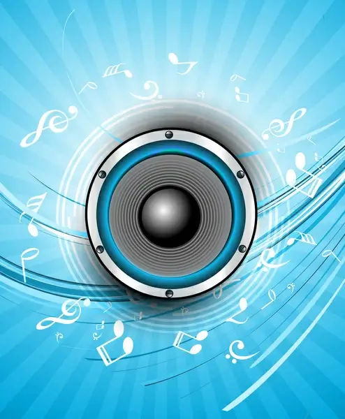 abstract speakers blue bright background vector
