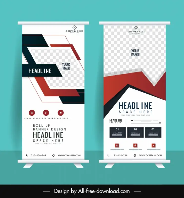 abstract standee template red black geometrical checkered design 