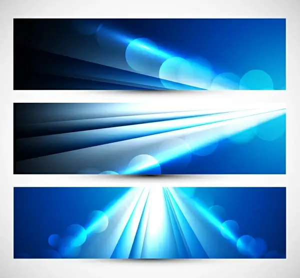 abstract three headers blue wave vector illustration