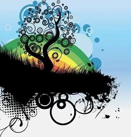 abstract background tree grass rainbow decoration grunge style