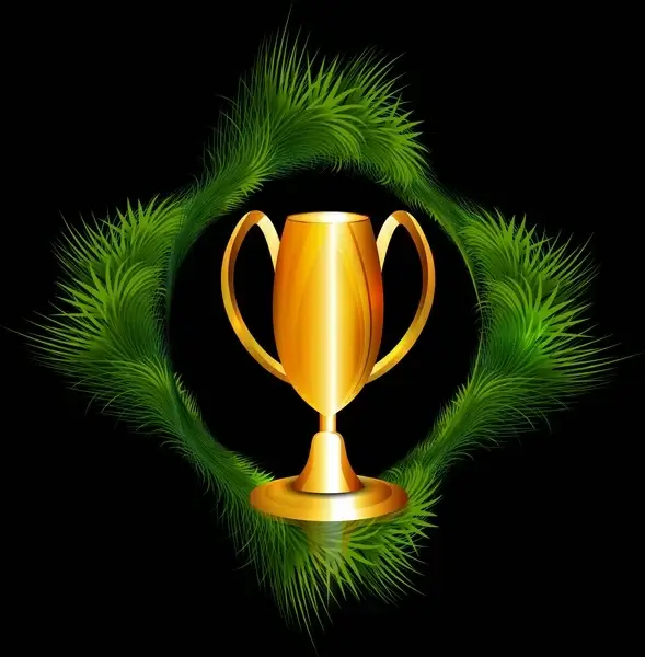 abstract trophy grass frame colorful vector design