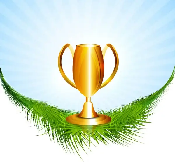 abstract trophy sitting on grass colorful vector design