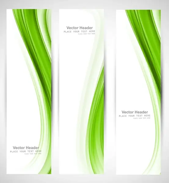 abstract vertical header green wave vector design