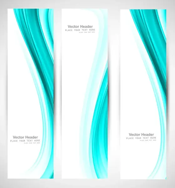 abstract vertical header shiny blue wave vector design