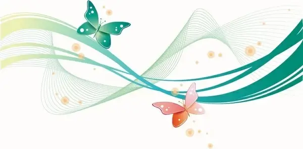 Abstract Wave with Butterfly Background