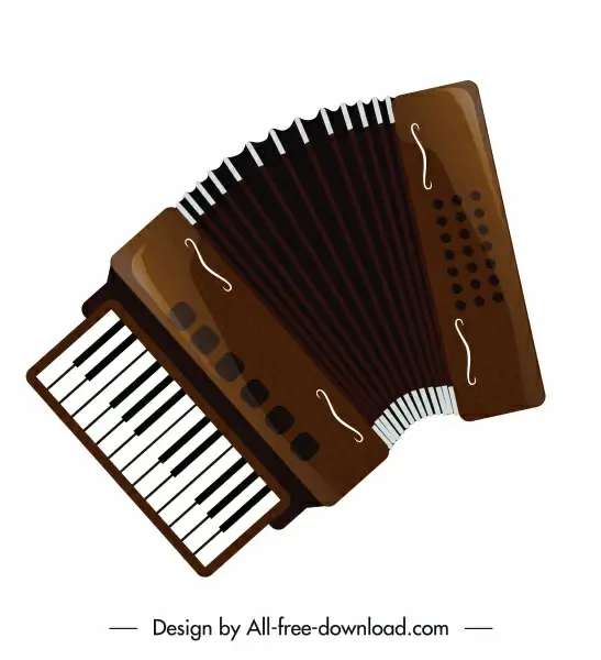 accordion instrument icon shiny brown decor contemporary design