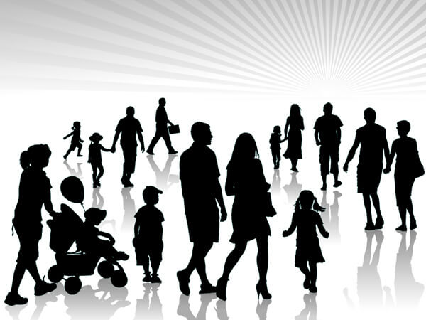 adults and children silhouette vector