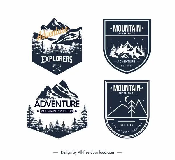 adventure exploration camping logotypes retro dark design