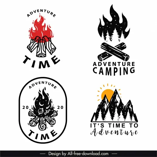 adventure logotypes retro firewood mountain sketch