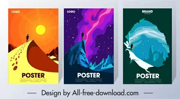 adventure poster templates dark colorful classical design