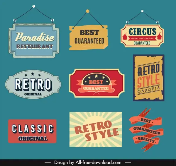 advertising sign templates retro shapes sketch