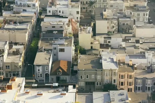 aerial apartment architecture building city down