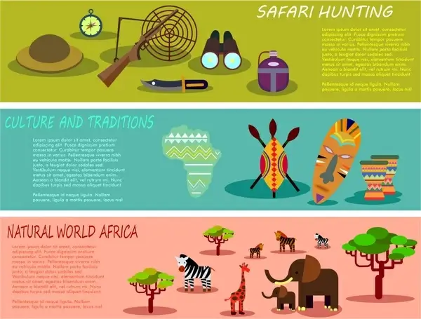 africa specifics promotion posters illustration in horizontal style