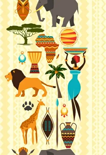 african nature elements background vector