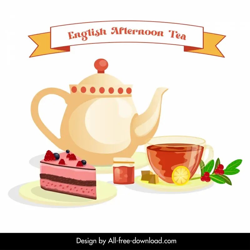 afternoon tea set advertising banner elegant classical teapot cupcake decor