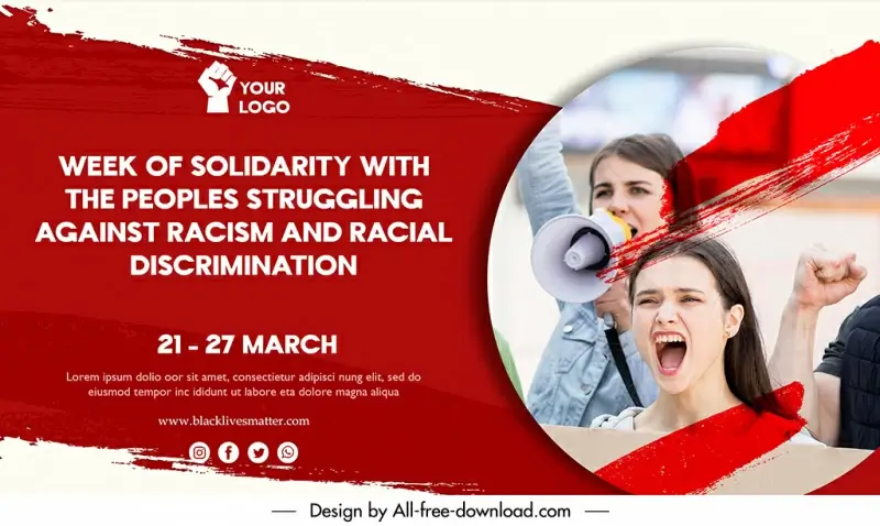 against racism banner templates dynamic speeching ladies sketch realistic design