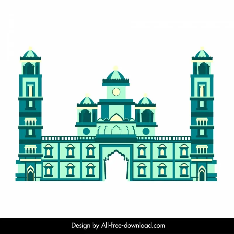 ahmedabad building architecture icon elegant flat retro symmetric outline