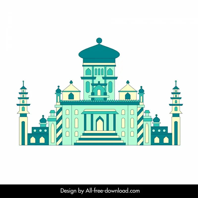 ahmedabad building architecture icon symmetrical flat sketch