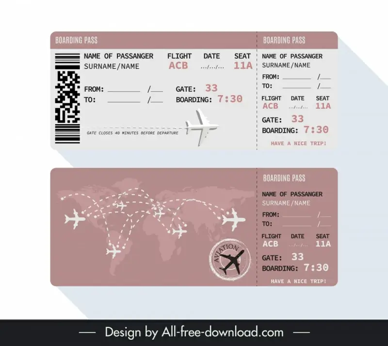 airline ticket template flight rout global map