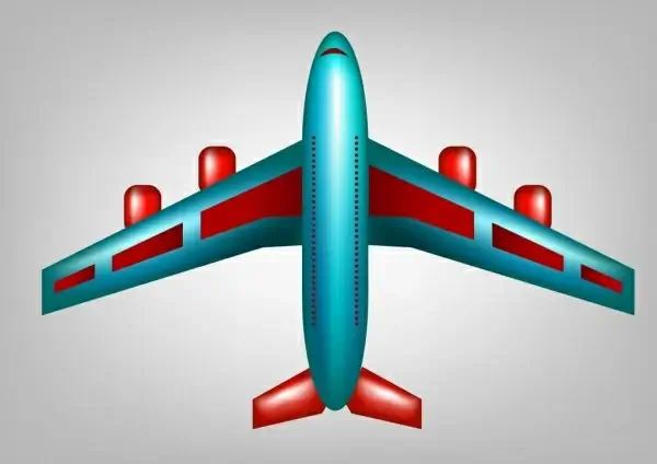 airplane icon blue red design cartoon style sketch