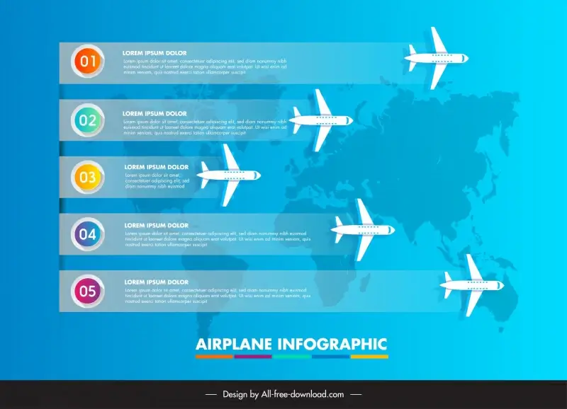 airplane infographic template dynamic flight silhouette global map