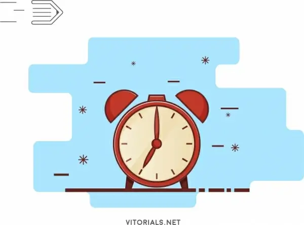alarm clock flat line vector illustration