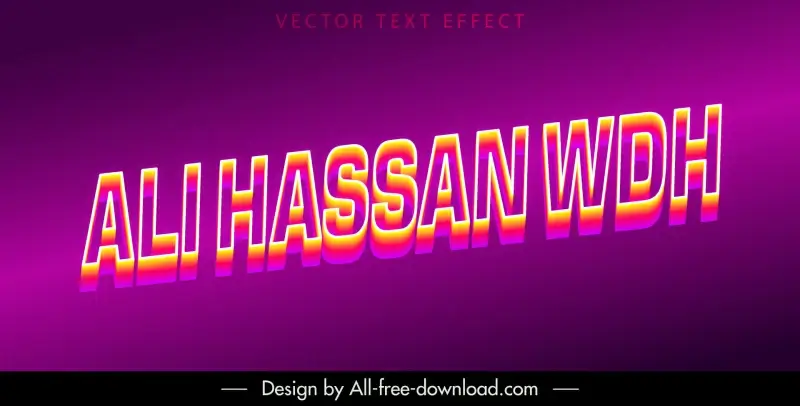 ali hassan wdh neon text effect elegant 3d decor