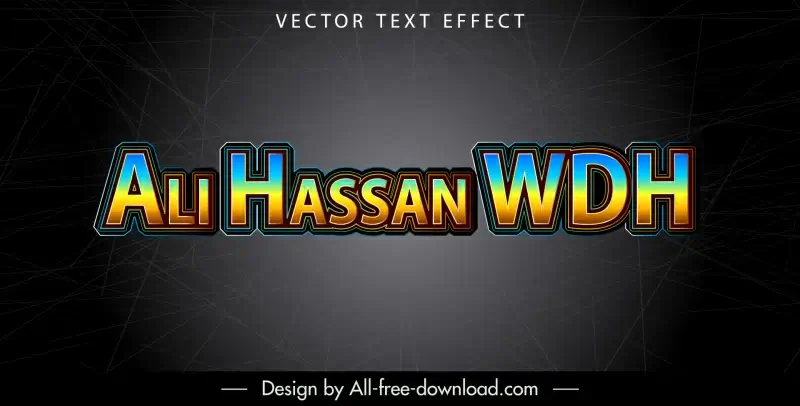 ali hassan wdh text effect backdrop elegant 3d contrast design 