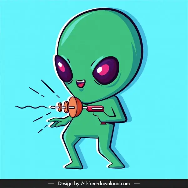 alien icon funny cartoon character sketch