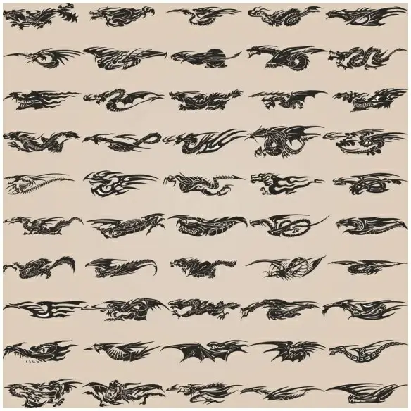 all kinds of dragon element patterns 01 vector