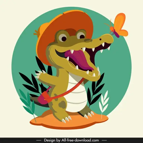 alligator icon funny stylized cartoon sketch