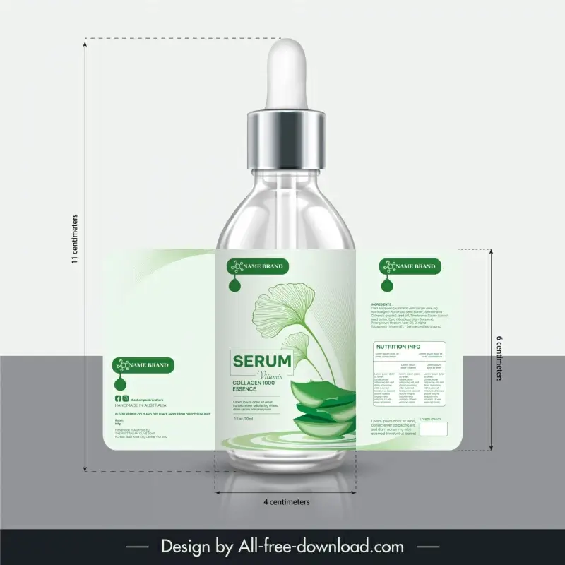 aloe vera extract vitamin serum packaging template elegant modern design 