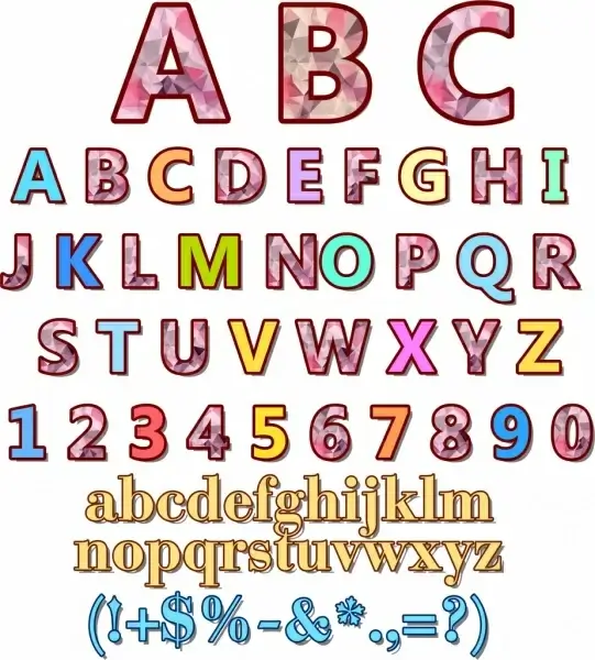alphabet backdrop colorful polygonal decoration